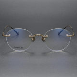 Rimless Titanium Glasses LE1320_Gold Front View