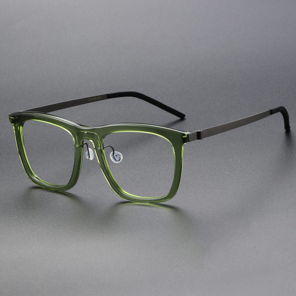 Square Acetate & Titanium Glasses LE1252_Clear Green