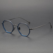 Geometric Titanium Glasses LE1326_Clear Blue - Gunmetal