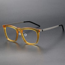 Square Acetate & Titanium Glasses LE1252_Clear Yellow