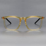 Square Acetate & Titanium Glasses LE1252_Clear Yellow Front View