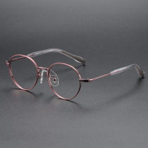 Round Titanium Glasses LE1290_Pink & Gold