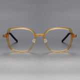 Square Acetate & Titanium Glasses LE1283_Clear Yellow Front View