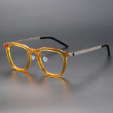 Square Acetate Glasses LE1181_Clear Yellow