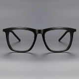 Square Acetate & Titanium Glasses LE1252_Black Front View