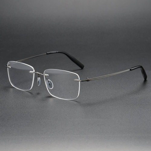 Rimless Titanium Glasses LE1319_Gunmetal