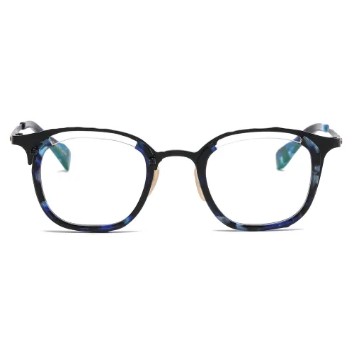 Square Titanium Glasses LE1190_Gunmetal Frame & Blue Tortoise Rim