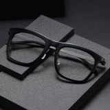 Square Acetate & Titanium Glasses LE1252_Black
