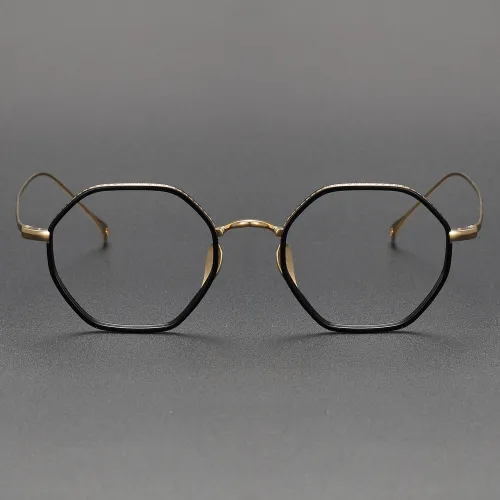 Geometric Titanium Glasses LE1326_Black - Gold