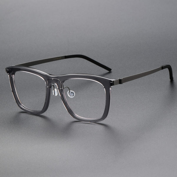Square Acetate & Titanium Glasses LE1252_Clear Gray