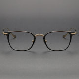 Square Titanium Glasses LE1327_Black - Gold Front View
