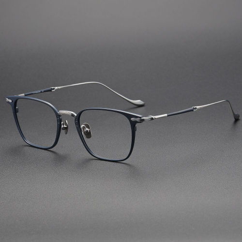 Square Titanium Glasses LE1327_Blue - Silver