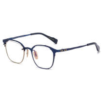 Square Titanium Glasses LE1286_Blue & Gold Frame