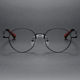 Round Titanium Glasses LE1290_Black Front View
