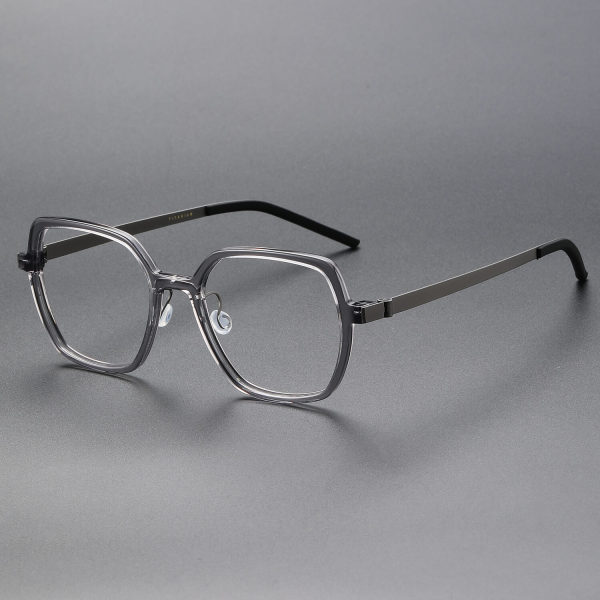 Square Acetate & Titanium Glasses LE1283_Clear Gray
