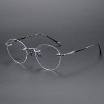Rimless Titanium Glasses LE1320_Black - Silver