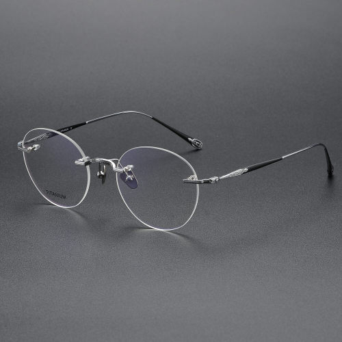 Rimless Titanium Glasses LE1320_Black - Silver