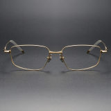 Rectangle Titanium Glasses LE1289_Gold Front View