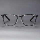 Square Acetate & Titanium Glasses LE1304_Clear Gray