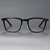 Square Acetate & Titanium Glasses LE1304_Black Front View