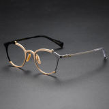 Round Titanium Glasses LE1316_Gold & Gunmetal