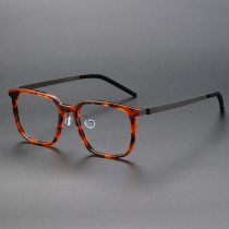 Square Acetate & Titanium Glasses LE1305_Tortoise