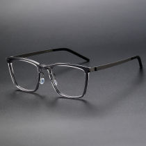 Square Acetate & Titanium Glasses LE1304_Clear Gray