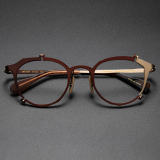Round Titanium Glasses LE1316_Tea & Gold Front View