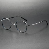Oval  titanium Eyeglasses LE0049_Blue - Tortoise
