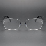 Rimless Titanium Glasses LE1317_Black Front View