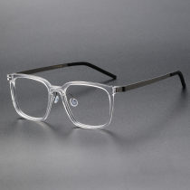 Square Acetate & Titanium Glasses LE1305_Clear