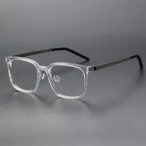 Square Acetate & Titanium Glasses LE1305_Clear
