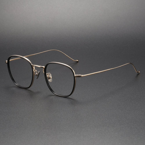 Acetate & Titanium Eyeglasses LE1067_Black - Gold