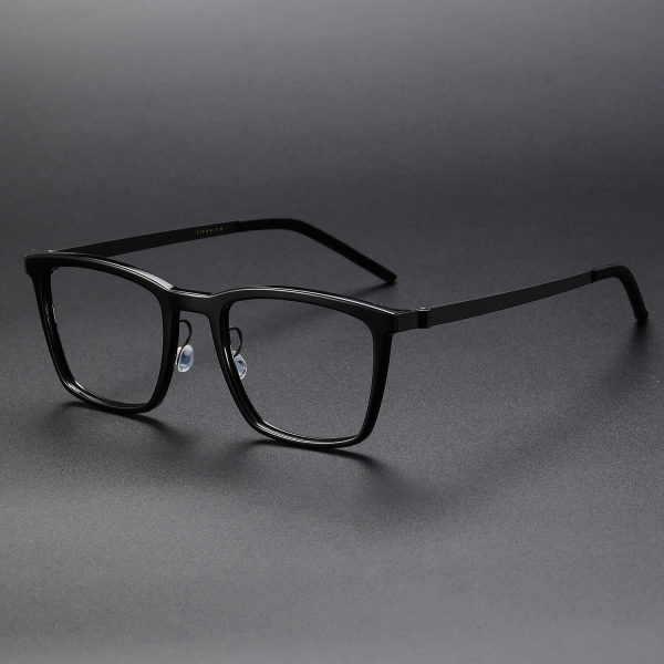 Square Acetate & Titanium Glasses LE1304_Black