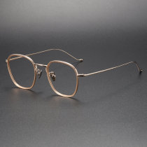 Acetate & Titanium Eyeglasses LE1067_Clear Brown - Gold
