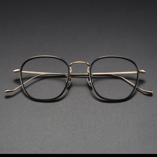 Acetate & Titanium Eyeglasses LE1067_Black - Gold