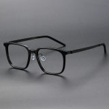 Square Acetate & Titanium Glasses LE1305_Black