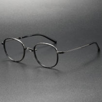 Oval  titanium Eyeglasses LE0049_Gray - Tortoise