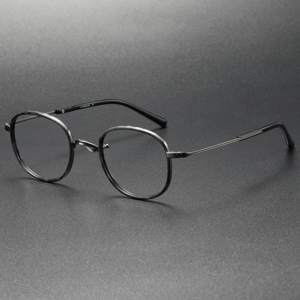 Oval  titanium Eyeglasses LE0049_Gray - Tortoise