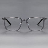 Square Acetate & Titanium Glasses LE1305_Clear Gray Front View