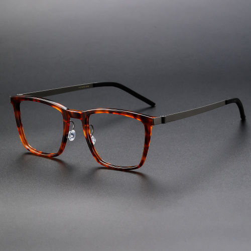 Square Acetate & Titanium Glasses LE1304_Tortoise