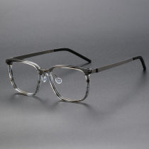 Square Acetate & Titanium Glasses LE1305_Striped