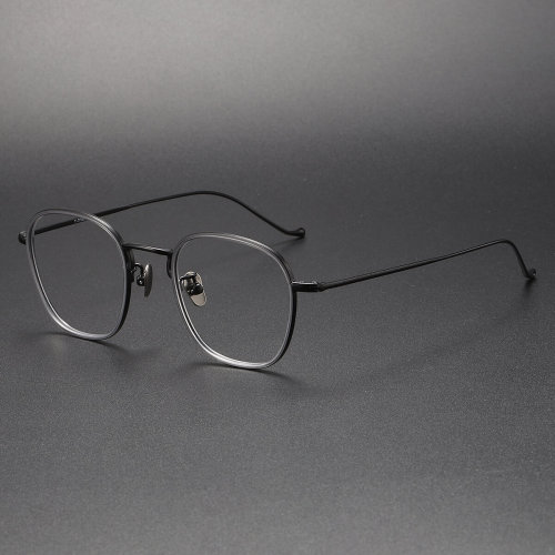 Acetate & Titanium Eyeglasses LE1067_Clear Gray - Black