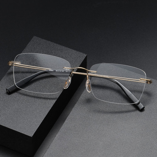 Rimless Titanium Glasses LE1317_Gold