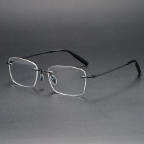 Rimless Titanium Glasses LE1317_Black Rimless Titanium Glasses LE1317_Black