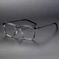 Square Acetate & Titanium Glasses LE1304_Clear Wood Grain