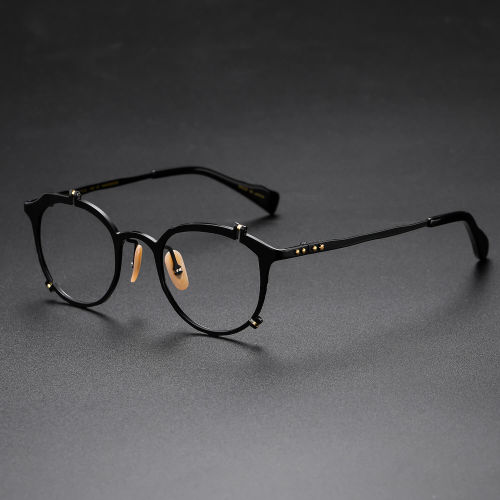 Round Titanium Glasses LE1316_Black