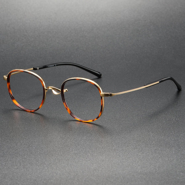 Oval  titanium Eyeglasses LE0049_Gold - Tortoise