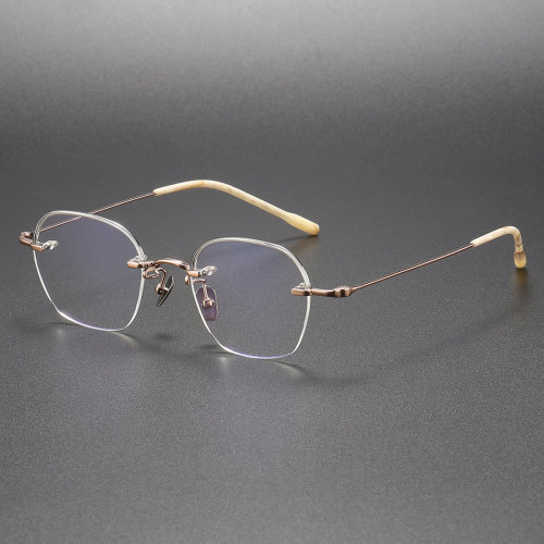 Titanium Eyeglasses LE1066_Rose Gold - Silver