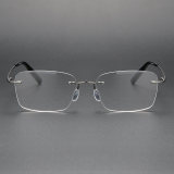 Rimless Titanium Glasses LE1317_Gunmetal Front View